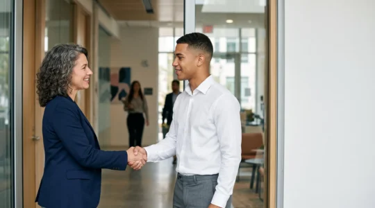 Jeune diplome lors d'un entretien d'embauche symbolisant les formations recherchees par les recruteurs en France
