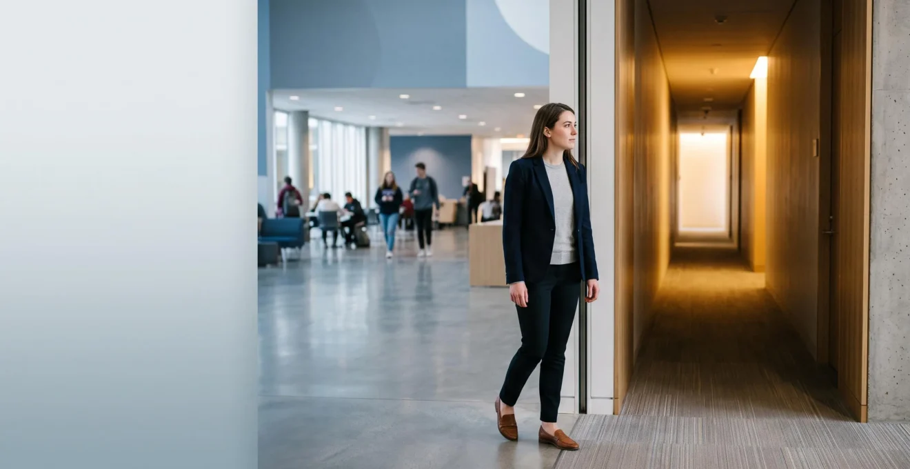 Jeune diplôme observant un chemin professionnel se dessiner, symbole de la formation complémentaire qui renforce l'employabilité