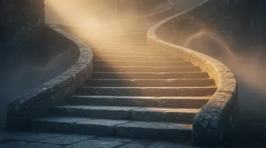 Escalier ascendant dans une lumière dorée symbolisant une trajectoire de formation continue sur toute une carrière